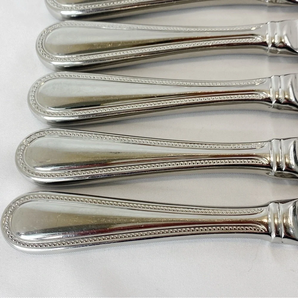 Roberts & Belk Lot of 6 Dinner Knives Continental Bead Discontinued Grp A